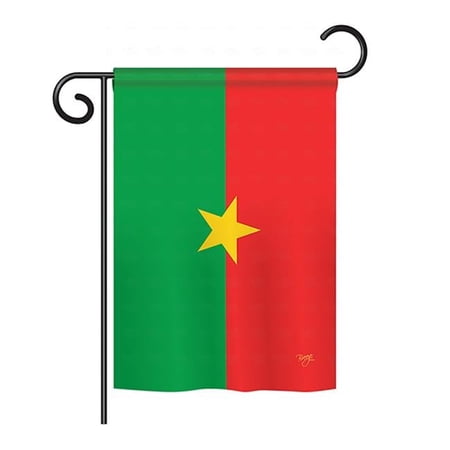 Breeze Decor BD-CY-GS-108310-IP-BO-D-US15-BD 13 x 18.5 in. Burkina Faso Flags of the World Nationality Impressions Decorative Vertical Double Sided Garden Flag Set with Banner Pole
