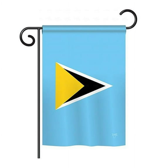 Breeze Decor BD-CY-GS-108346-IP-BO-D-US15-BD 13 x 18.5 in. Saint Lucia Flags of the World Nationality Impressions Decorative Vertical Double Sided Garden Flag Set with Banner Pole