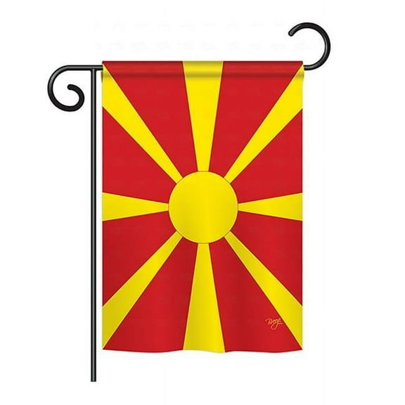 Breeze Decor BD-CY-GS-108372-IP-BO-D-US15-BD 13 x 18.5 in. Macedonia Flags of the World Nationality Impressions Decorative Vertical Double Sided Garden Flag Set with Banner Pole