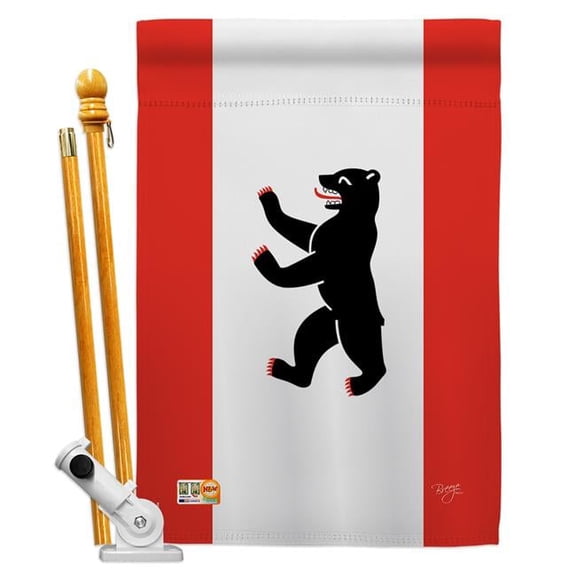 Breeze Decor BD-CY-HS-108232-IP-BO-D-US14-BD 28 x 40 in. Berlin Flags of the World Nationality Impressions Decorative Vertical Double Sided House Flag Set with Pole Bracket & Hardware