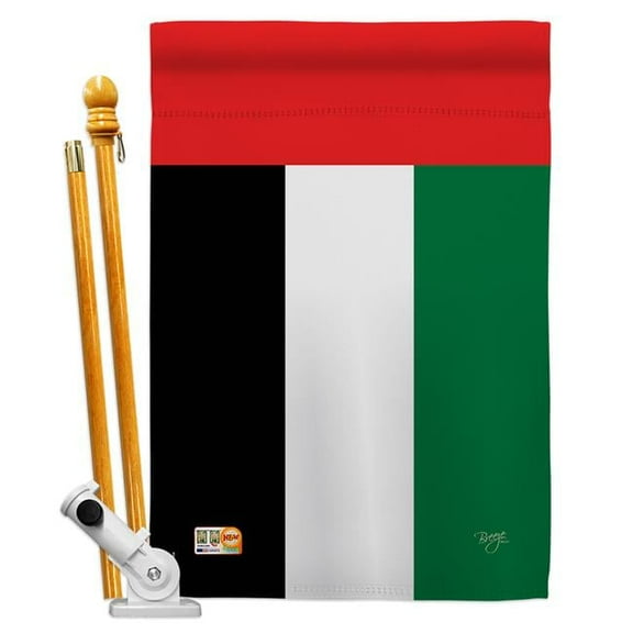 Breeze Decor BD-CY-HS-108247-IP-BO-D-US15-BD 28 x 40 in. United Arab Emirates Flags of the World Nationality Impressions Decorative Vertical Double Sided House Flag Set with Pole Bracket & Hardware
