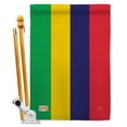 thumbnail image 1 of Breeze Decor BD-CY-HS-108315-IP-BO-D-US15-BD 28 x 40 in. Mauritius Flags of the World Nationality Impressions Decorative Vertical Double Sided House Flag Set with Pole Bracket & Hardware, 1 of 1