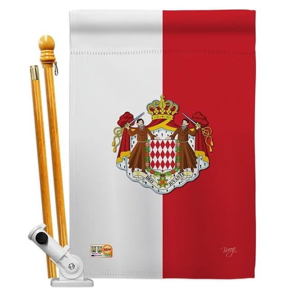 Breeze Decor BD-CY-HS-108322-IP-BO-D-US15-BD 28 x 40 in. Monaco Flags of the World Nationality Impressions Decorative Vertical Double Sided House Flag Set with Pole Bracket & Hardware