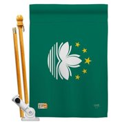 Breeze Decor BD-CY-HS-108331-IP-BO-D-US15-BD 28 x 40 in. Macao Flags of the World Nationality Impressions Decorative Vertical Double Sided House Flag Set with Pole Bracket & Hardware