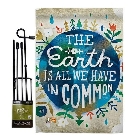 Breeze Decor BD-EX-GS-115141-IP-BO-D-US18-WA 13 x 18.5 in. Earth in Common Inspirational Expression Impressions Decorative Vertical Double Sided Garden Flag Set with Banner Pole Included Printed USA