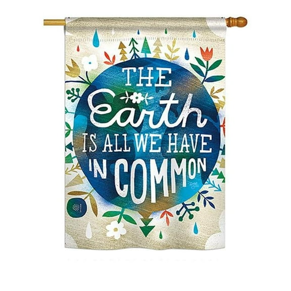 Breeze Decor BD-EX-H-115141-IP-BO-D-US18-WA H115141-BO Earth in Common Inspirational Expression Impressions Decorative Vertical 28 x 40 in. Double Sided House Flag