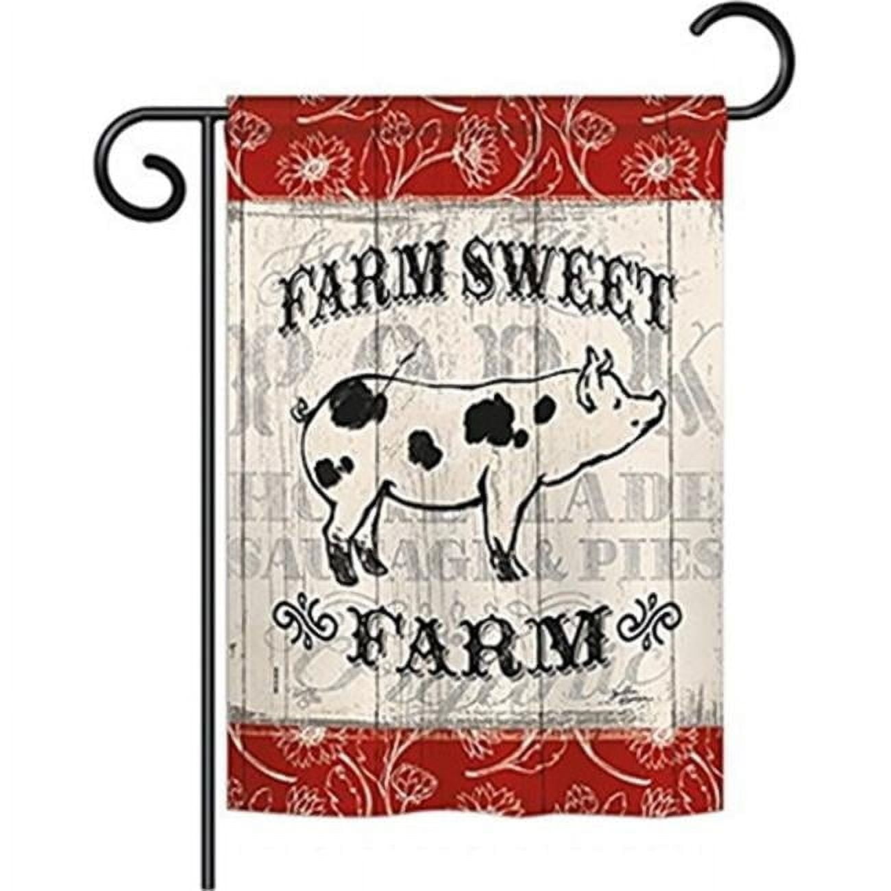 Sweet Farm Pig Red and Beige Polyester Garden Flag