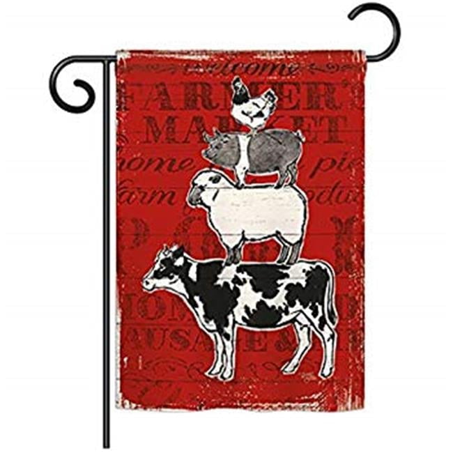 Red and White Polyester Farm Animals Garden Flag 12" x 18"