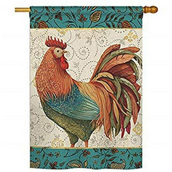 Breeze Decor BD-FA-H-110118-IP-BO-D-US18-WA 28 x 40 in. Rooster Spice Nature Farm Animals Impressions Decorative Vertical Double Sided House Flag