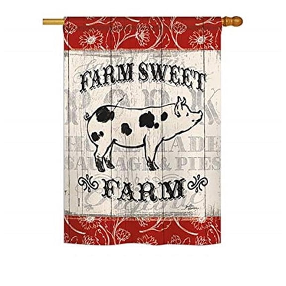 Breeze Decor BD-FA-H-110119-IP-BO-D-US18-WA 28 x 40 in. Sweet Farm Pig Nature Animals Impressions Decorative Vertical Double Sided House Flag
