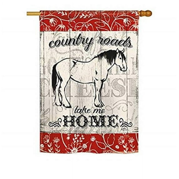 Breeze Decor BD-FA-H-110120-IP-BO-D-US18-WA 28 x 40 in. Country Roads Hores Nature Farm Animals Impressions Decorative Vertical Double Sided House Flag