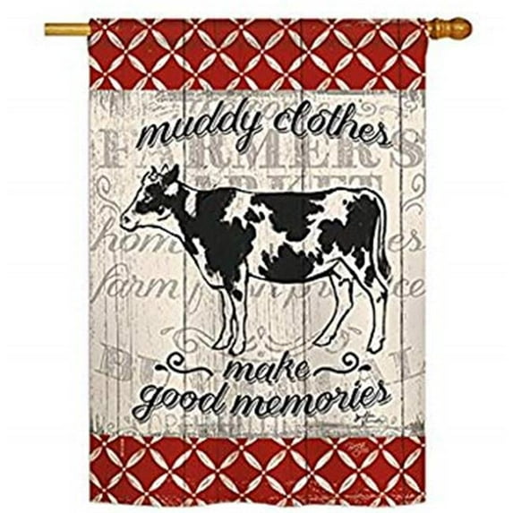 Breeze Decor BD-FA-H-110121-IP-BO-D-US18-WA 28 x 40 in. Farm Cow Nature Animals Impressions Decorative Vertical Double Sided House Flag