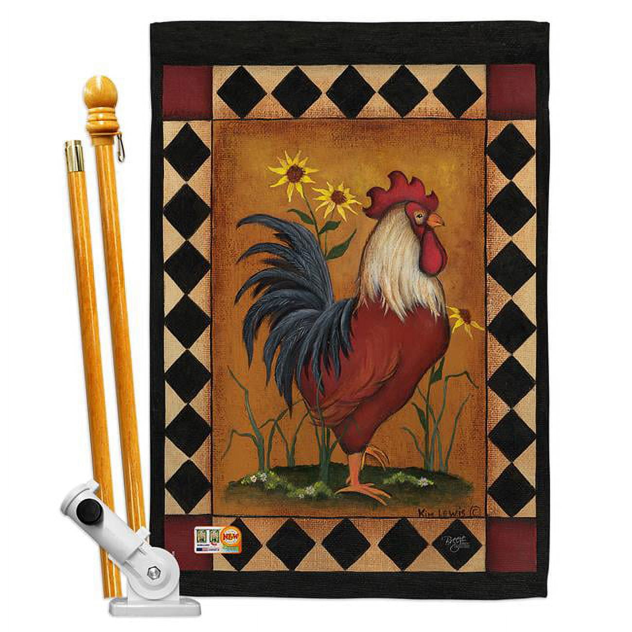 Farm Animals Rooster Decorative Vertical House Flag 28" x 40"