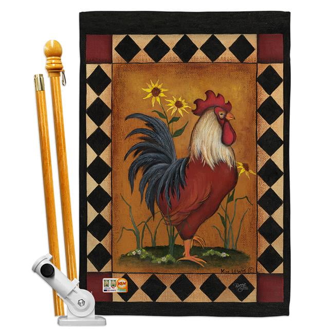 Farm Animals Rooster Decorative Vertical House Flag 28" x 40"