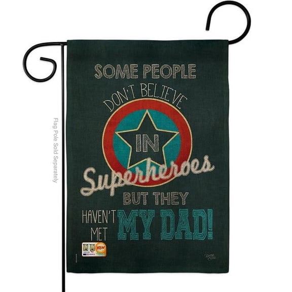 Breeze Decor BD-FD-G-115104-IP-DB-D-US16-SB 13 x 18.5 in. Superhero Dad Burlap Summer Fathers Day Impressions Decorative Vertical Double Sided Garden Flag