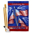 thumbnail image 1 of Breeze Decor BD-FJ-HS-111057-IP-BO-D-US12-AL 28 x 40 in. Celebrate Freedom Americana Fourth of July Impressions Decorative Vertical Double Sided House Flag Set with Pole Bracket & Hardware, 1 of 1