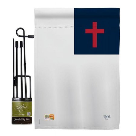 Breeze Decor BD-FR-GS-103049-IP-BO-D-US13-BD 13 x 18.5 in. Christian Inspirational Faith & Religious Impressions Decorative Vertical Double Sided Garden Flag Set with Banner Pole