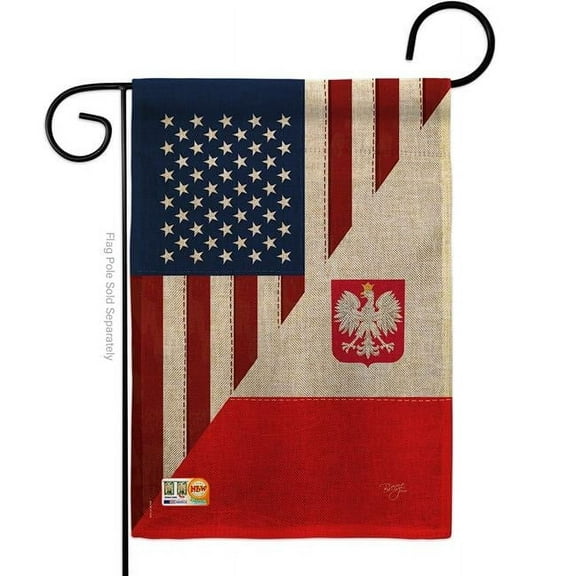 Breeze Decor BD-FS-G-108379-IP-DB-D-US15-BD 13 x 18.5 in. US Polish Friendship Burlap Flags of the World Impressions Decorative Vertical Double Sided Garden Flag