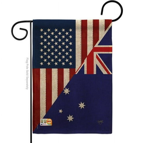 Breeze Decor BD-FS-G-108392-IP-DB-D-US16-BD 13 x 18.5 in. US Australia Friendship Burlap Flags of the World Impressions Decorative Vertical Double Sided Garden Flag