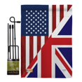 thumbnail image 1 of Breeze Decor BD-FS-GS-108380-IP-BO-D-US16-BD 13 x 18.5 in. US UK Friendship Flags of the World Impressions Decorative Vertical Double Sided Garden Flag Set with Banner Pole, 1 of 1