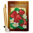 thumbnail image 1 of Breeze Decor BD-FT-HS-117023-IP-BO-D-US11-BD 28 x 40 in. Welcome Strawberries Food Fruits Impressions Decorative Vertical Double Sided House Flag Set with Pole Bracket & Hardware, 1 of 1
