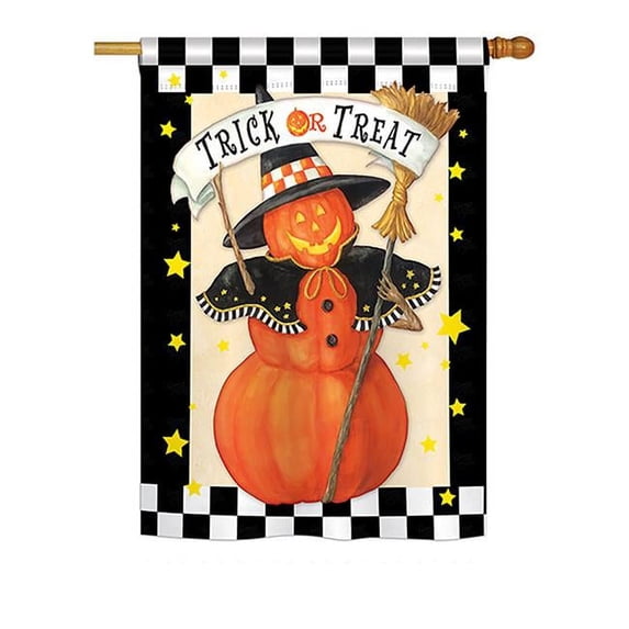 Breeze Decor BD-HO-H-112070-IP-BO-DS02-US Jack-O-Lantern Witch Fall - Seasonal Halloween Impressions Decorative Vertical House Flag - 28 x 40 in.