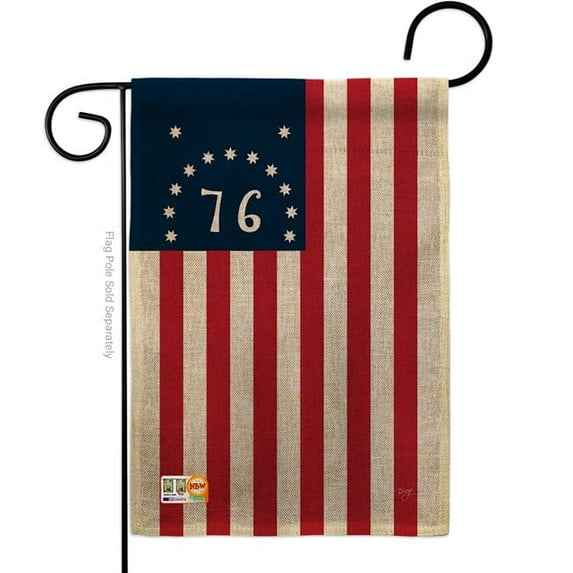 Breeze Decor BD-HS-G-108233-IP-DB-D-US14-BD 13 x 18.5 in. Bennington Burlap Americana Historic Impressions Decorative Vertical Double Sided Garden Flag