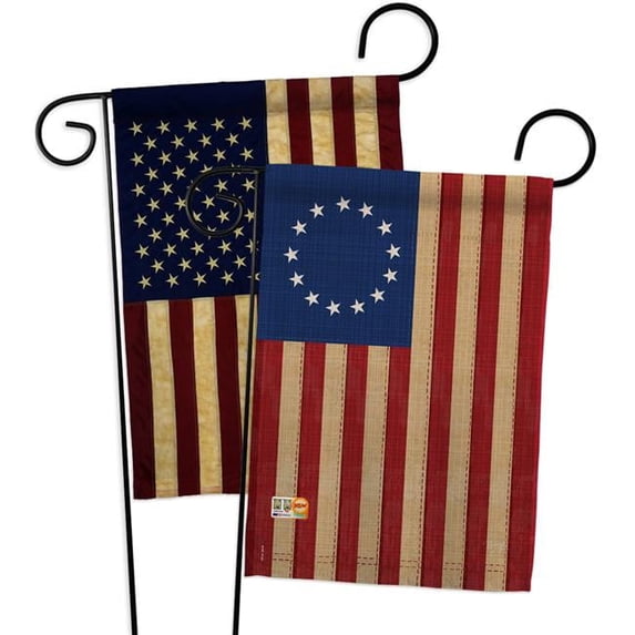 Breeze Decor BD-HS-GP-108068-IP-BOAA-D-US12-BD 13 x 18.5 in. Historic Impressions Decorative Vertical Double Sided USA Betsy Ross Vintage Americana Applique Garden Flags - Pack of 2
