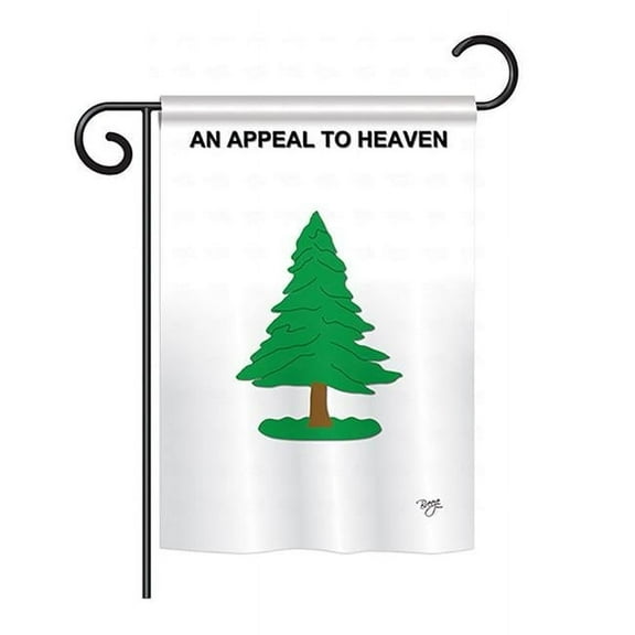 Breeze Decor BD-HS-GS-108182-IP-BO-D-US14-BD 13 x 18.5 in. Pine Tree Americana Historic Impressions Decorative Vertical Double Sided Garden Flag Set with Banner Pole