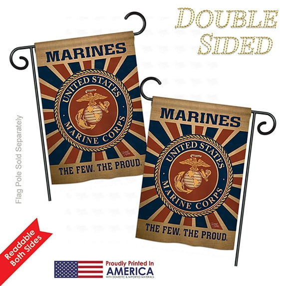 Breeze Decor BD-MI-G-108398-IP-DB-DS02-US Marine Corps Burlap Americana - Everyday Military Impressions Decorative Vertical Garden Flag - 13 x 18.5 in.