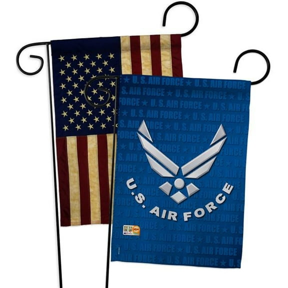 Breeze Decor BD-MI-GP-108053-IP-BOAA-D-IM11-AF 13 x 18.5 in. Military Impressions Decorative Vertical Double Sided USA Vintage US Air Force Americana Applique Garden Flags - Pack of 2