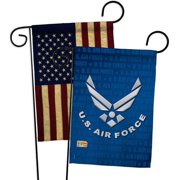 Breeze Decor BD-MI-GP-108053-IP-BOAA-D-IM11-AF 13 x 18.5 in. Military Impressions Decorative Vertical Double Sided USA Vintage US Air Force Americana Applique Garden Flags - Pack of 2