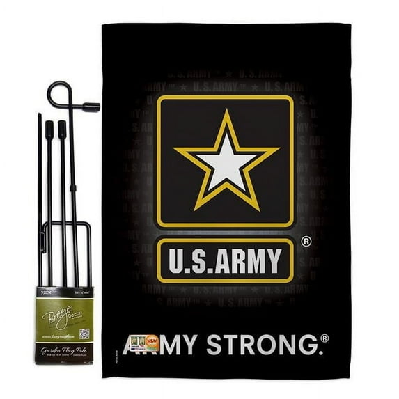 Breeze Decor BD-MI-GS-108061-IP-BO-D-IM10-UA 13 x 18.5 in. U.S. Army Americana Military Impressions Decorative Vertical Double Sided Garden Flag Set with Banner Pole