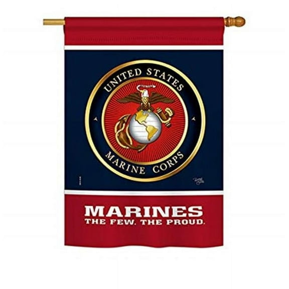 Breeze Decor BD-MI-H-108406-IP-BO-D-US18-MC 28 x 40 in. Proud Marine Corps Americana Military Impressions Decorative Vertical Double Sided House Flag