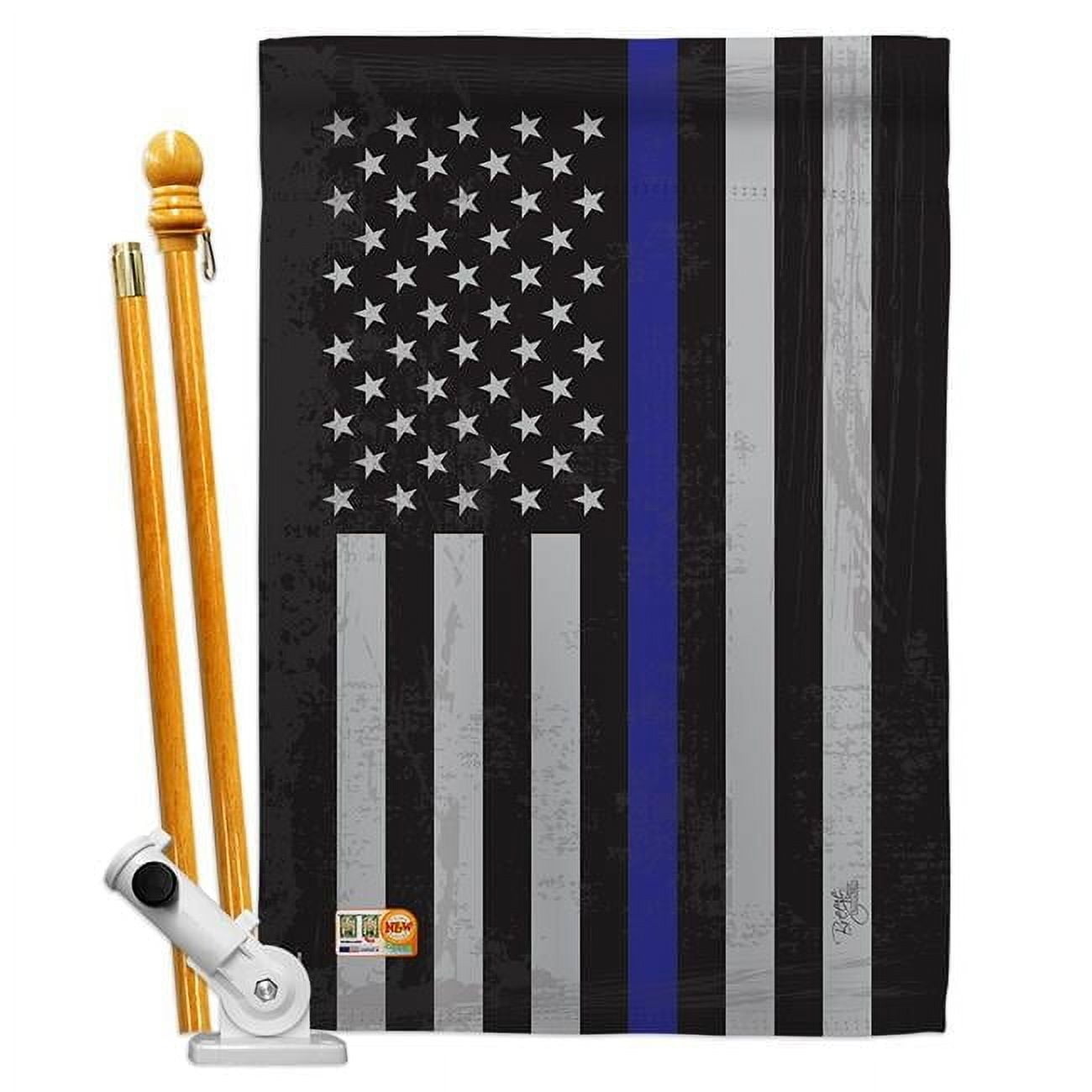 Military US Blue Stripe Double-Sided Vertical House Flag 28 x 40 in.
