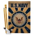 thumbnail image 1 of Breeze Decor BD-MI-HS-108394-IP-BO-D-US18-UN 28 x 40 in. Navy Americana Military Impressions Decorative Vertical Double Sided House Flag Set with Pole Bracket Hardware, 1 of 1