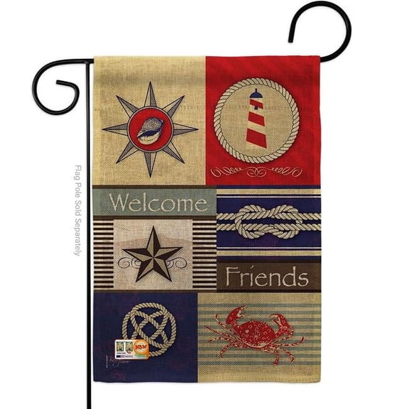 Breeze Decor BD-NA-G-107001-IP-DB-D-US13-BD 13 x 18.5 in. Shoreline Collage Burlap Coastal Nautical Impressions Decorative Vertical Double Sided Garden Flag