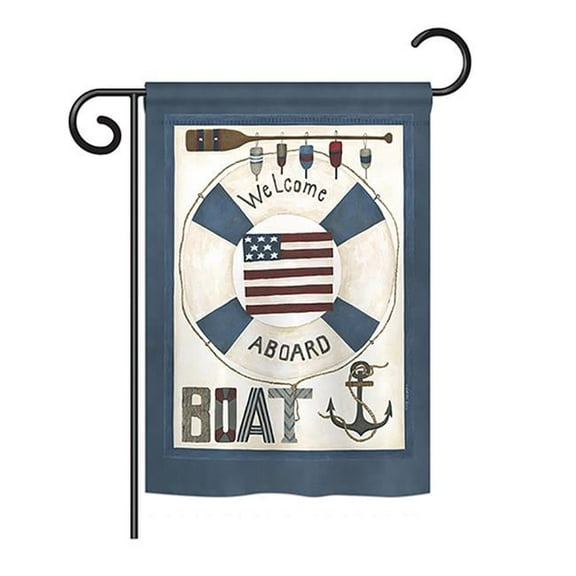 Breeze Decor BD-NA-G-107054-IP-BO-DS02-US Welcome Aboard Coastal - Everyday Nautical Impressions Decorative Vertical Garden Flag - 13 x 18.5 in.