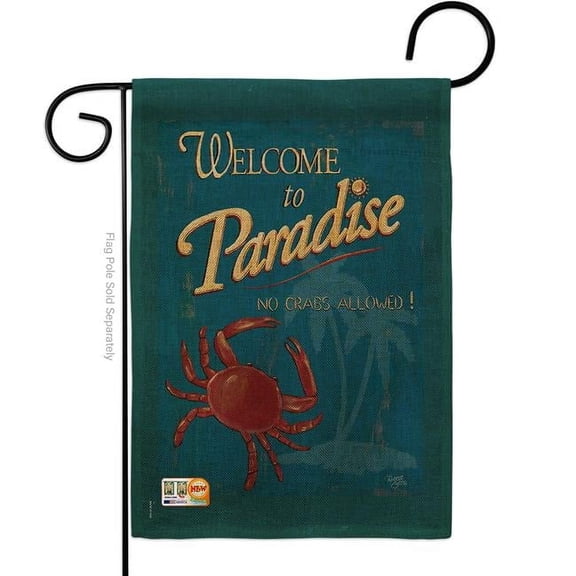 Breeze Decor BD-NA-G-107057-IP-DB-D-US18-SB 13 x 18.5 in. No Crabs Allowed Burlap Coastal Nautical Impressions Decorative Vertical Double Sided Garden Flag