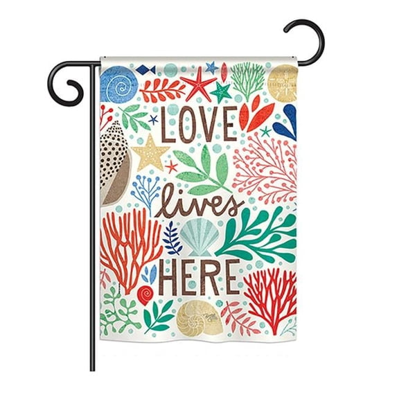 Breeze Decor BD-NA-G-107064-IP-BO-DS02-US 13 x 18.5 in. Love Lives Here Coastal - Everyday Nautical Impressions, Decorative Vertical Garden Flag