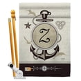 thumbnail image 1 of Breeze Decor BD-NA-HS-130208-IP-BO-D-US14-BD 28 x 40 in. Nautical Z Initial Coastal Impressions Decorative Vertical Double Sided House Flag Set & Pole Bracket Hardware, 1 of 1