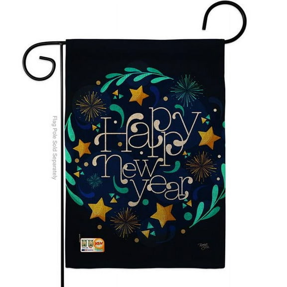 Breeze Decor BD-NE-G-116013-IP-DB-D-US18-BD 13 x 18.5 in. New Year Vibes Burlap Winter Impressions Decorative Vertical Double Sided Garden Flag