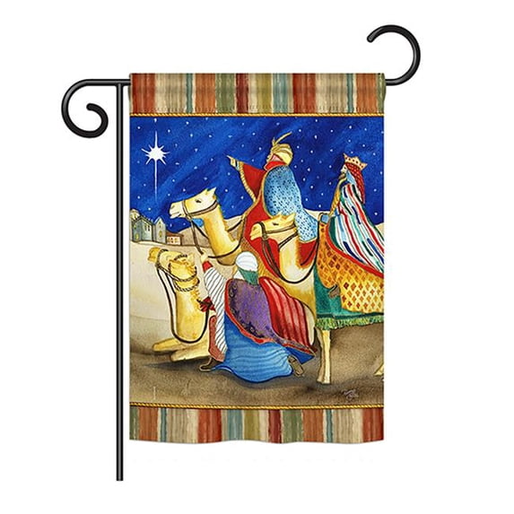 Breeze Decor BD-NT-G-114213-IP-BO-DS02-US 13 x 18.5 in. Seasonal Nativity Impressions Decorative Vertical Garden Flag - Three Kings Winter