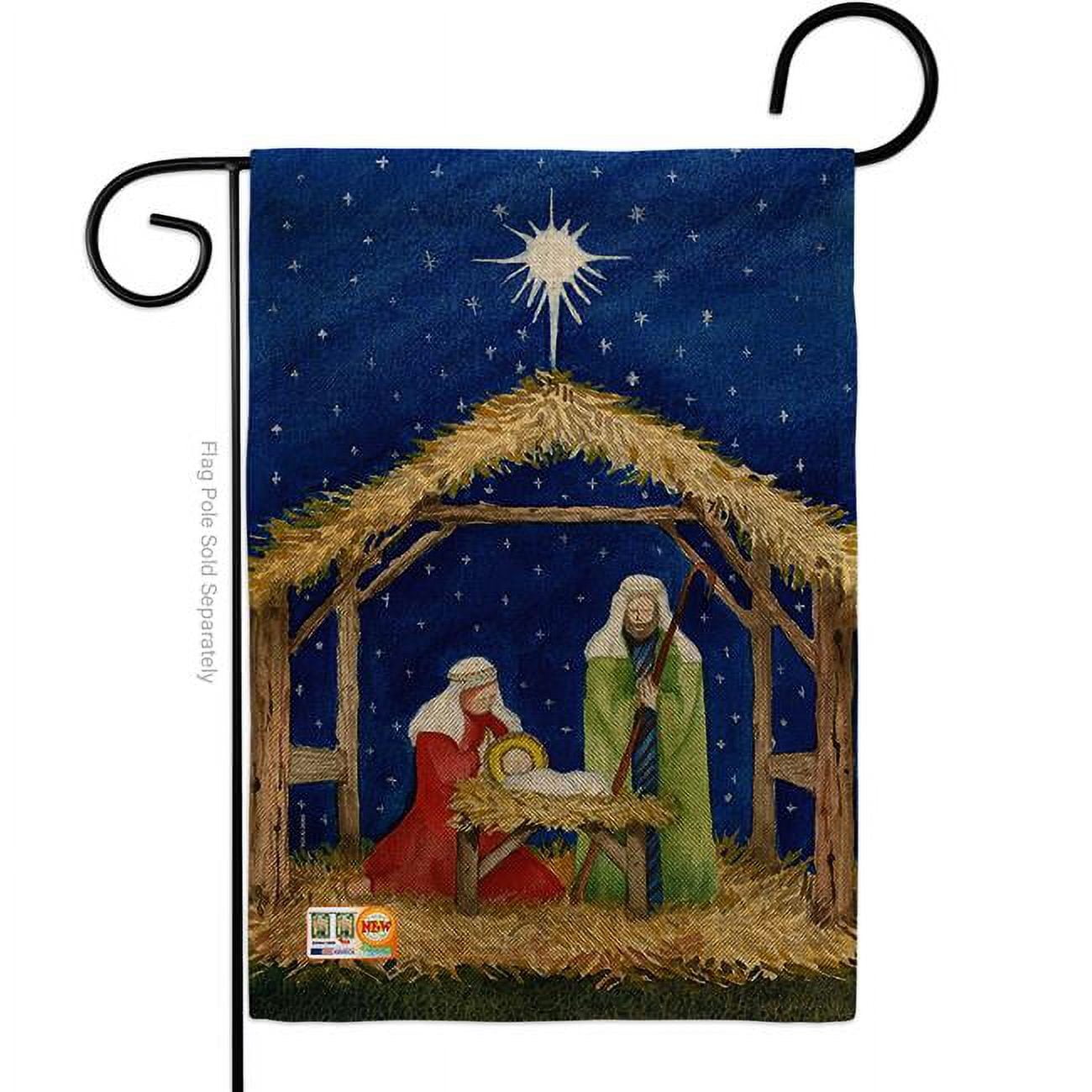 Nativity of Jesus Winter Impressions Double-Sided Burlap Garden Flag