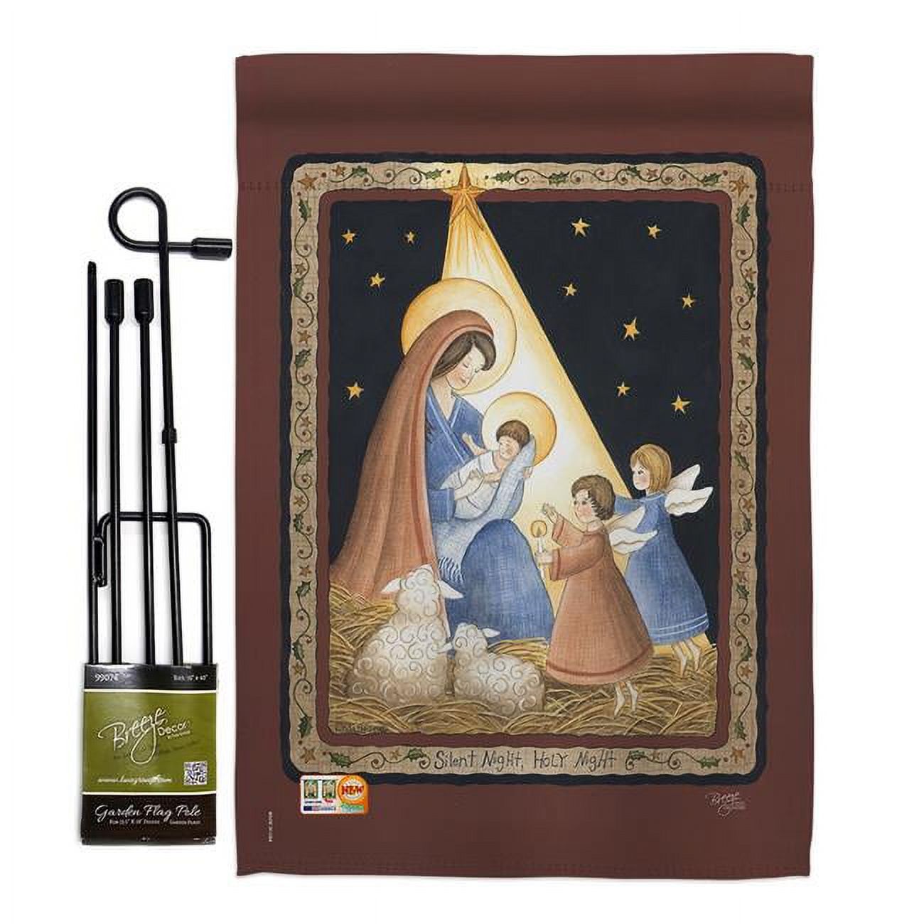 Breeze Decor BD-NT-GS-114091-IP-BO-D-US12-PL 13 x 18.5 in. the Lord is Born Winter Nativity Impressions Decorative Vertical Double Sided Garden Flag Set with Banner Pole - image 1 of 1