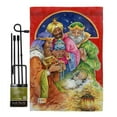 thumbnail image 1 of Breeze Decor BD-NT-GS-114104-IP-BO-D-US13-AL 13 x 18.5 in. Three Kings Gifts Winter Nativity Impressions Decorative Vertical Double Sided Garden Flag Set with Banner Pole, 1 of 1