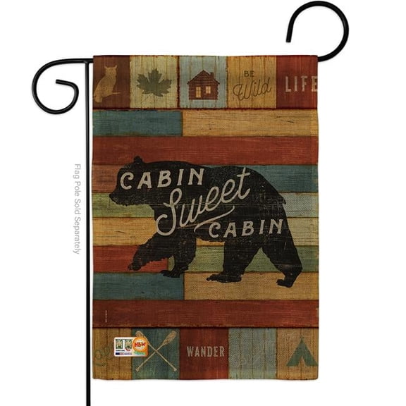 Breeze Decor BD-OU-G-109052-IP-DB-D-US18-WA 13 x 18.5 in. Cabin Sweet Burlap Nature Outdoor Impressions Decorative Vertical Double Sided Garden Flag