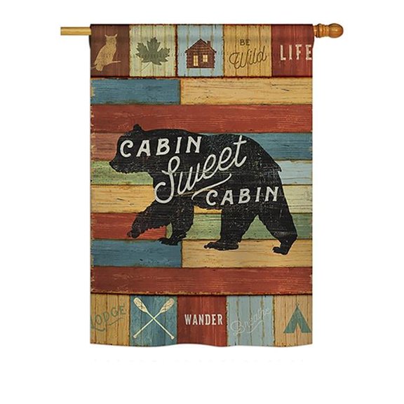 Breeze Decor BD-OU-H-109052-IP-BO-D-US18-WA 28 x 40 in. Cabin Sweet Nature Outdoor Impressions Decorative Vertical Double Sided House Flag