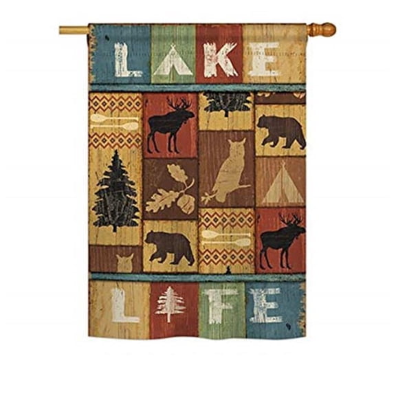 Breeze Decor BD-OU-H-109055-IP-BO-D-US18-WA 28 x 40 in. Lake Life Nature Outdoor Impressions Decorative Vertical Double Sided House Flag
