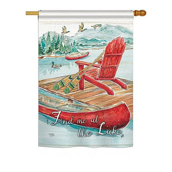 Breeze Decor BD-OU-H-109069-IP-BO-DS02-US 28 x 40 in. Find Me At The Lake Nature - Everyday Outdoor Impressions, Decorative Vertical House Flag